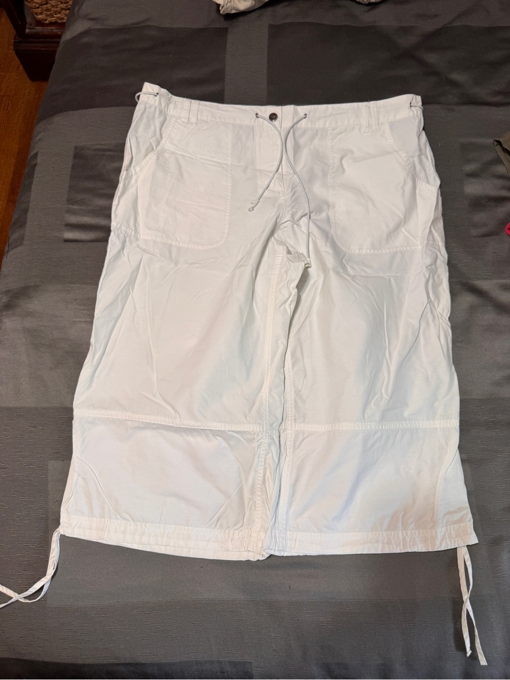 Women’s White Cargo Drawstring Shorts